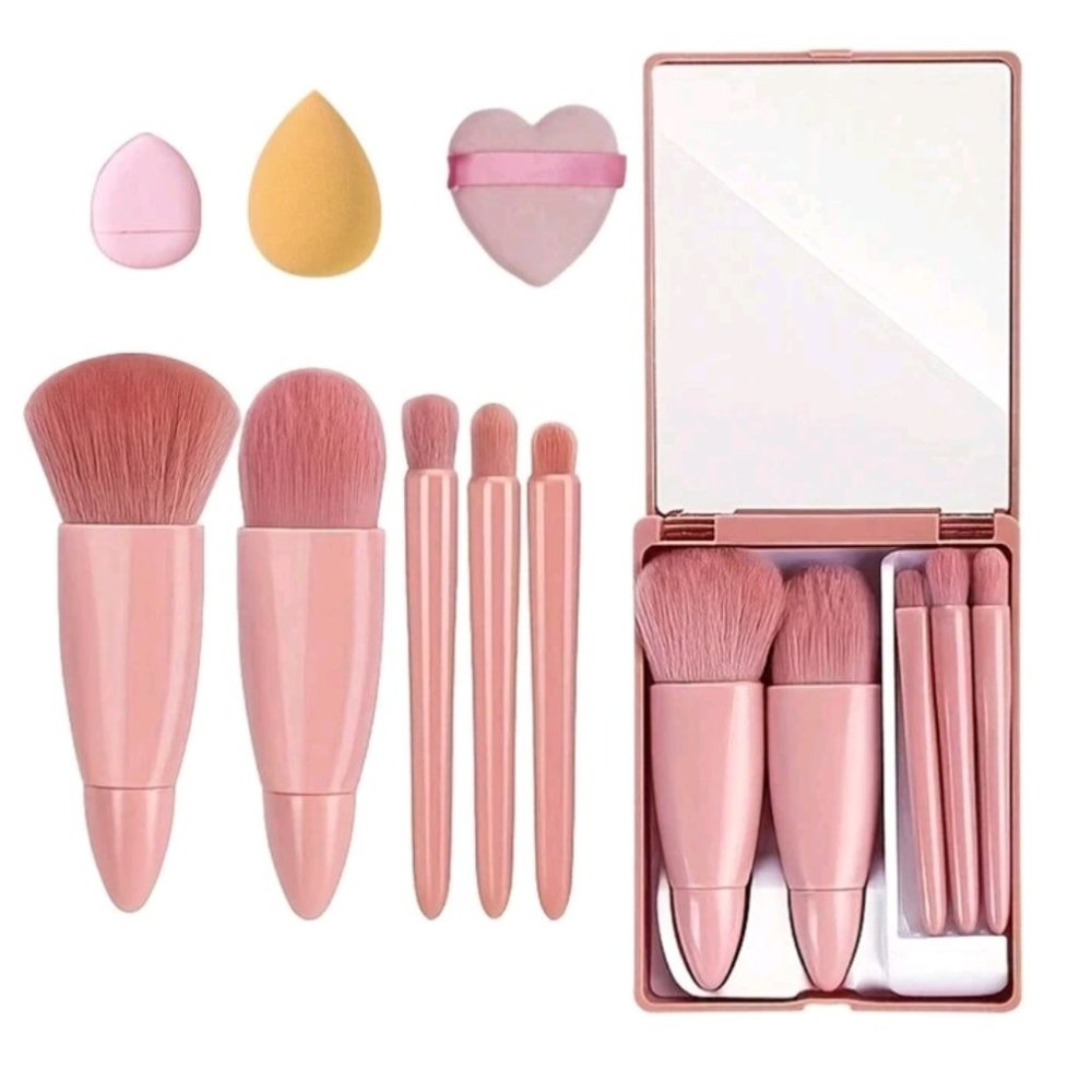 8pcs Portable Box-pack Makeup Brush Set With Mirror